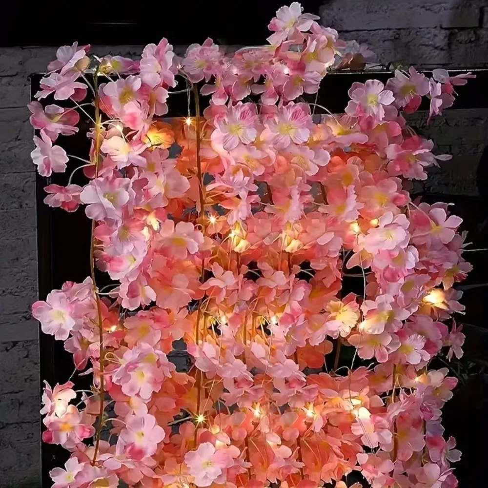 

2m 6.56ft Cherry Blossom String Light DIY Romantic Artificial Sakura Vines 20 LEDs Sakura Flower Fairy Lights Anniversary