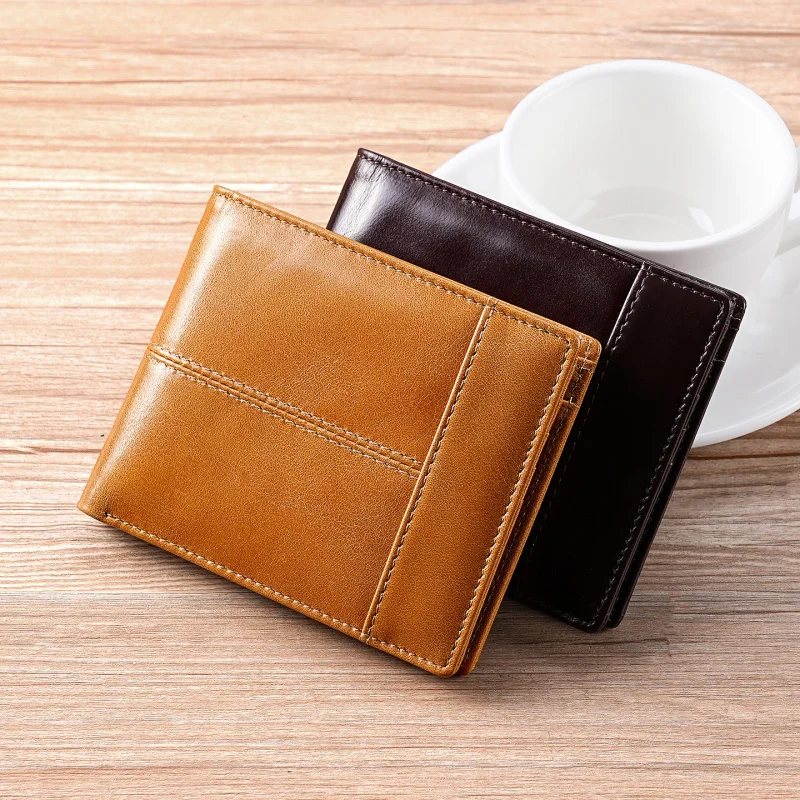 

Мужской кошелек из вощеной кожи с RFID-защитой - тонкий, складной, с магнитным слотом для карт, из натуральной кожи высшего качества, защита от кражи