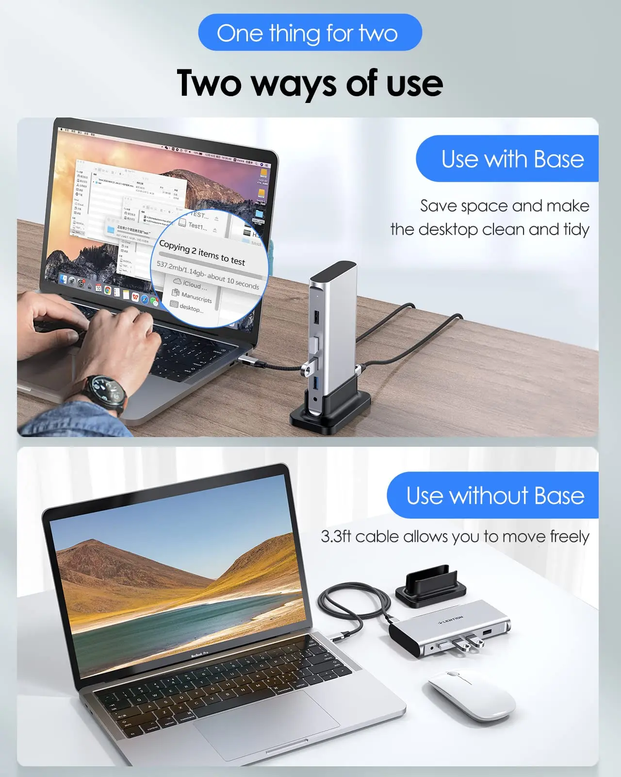 LENTION USB C Docking Type C to HDMI 4K@60Hz  RJ45 1000Mbps PD100W Adapter For New Macbook Air/Pro/M1/M2 iPad Surface Deck HUB