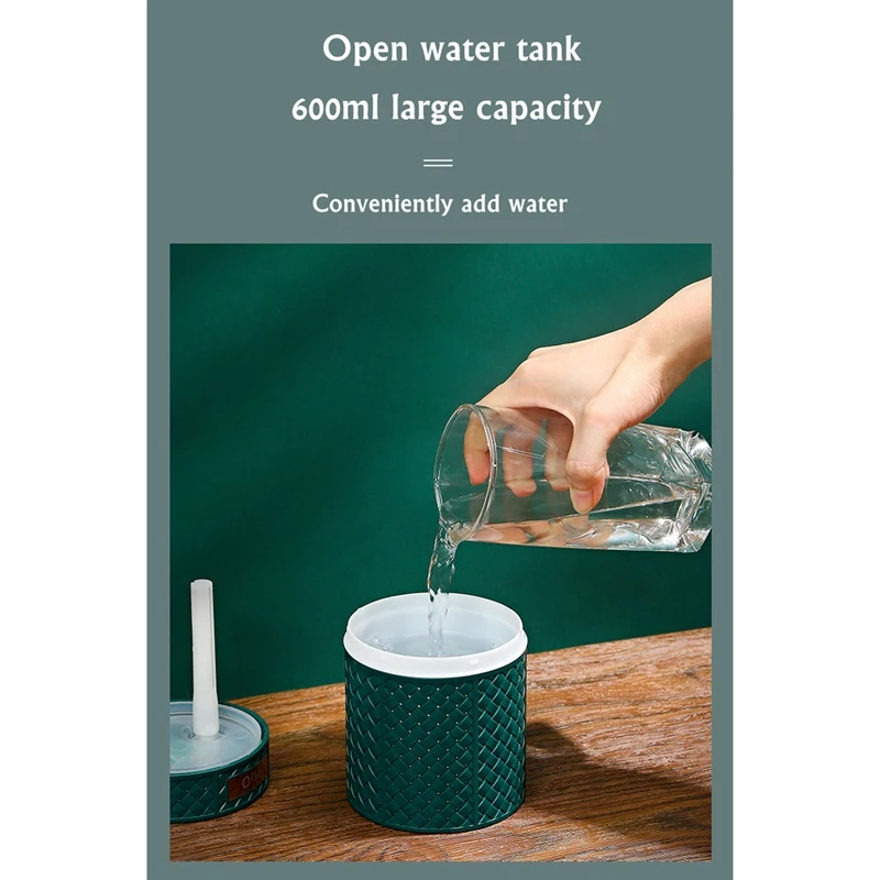 듀얼 깍지 공기 가습기, 휴대용 USB 아로마 에센셜 오일 디퓨저, 따뜻한 빛, 가정용 미스트 메이커 가습기, 600ml