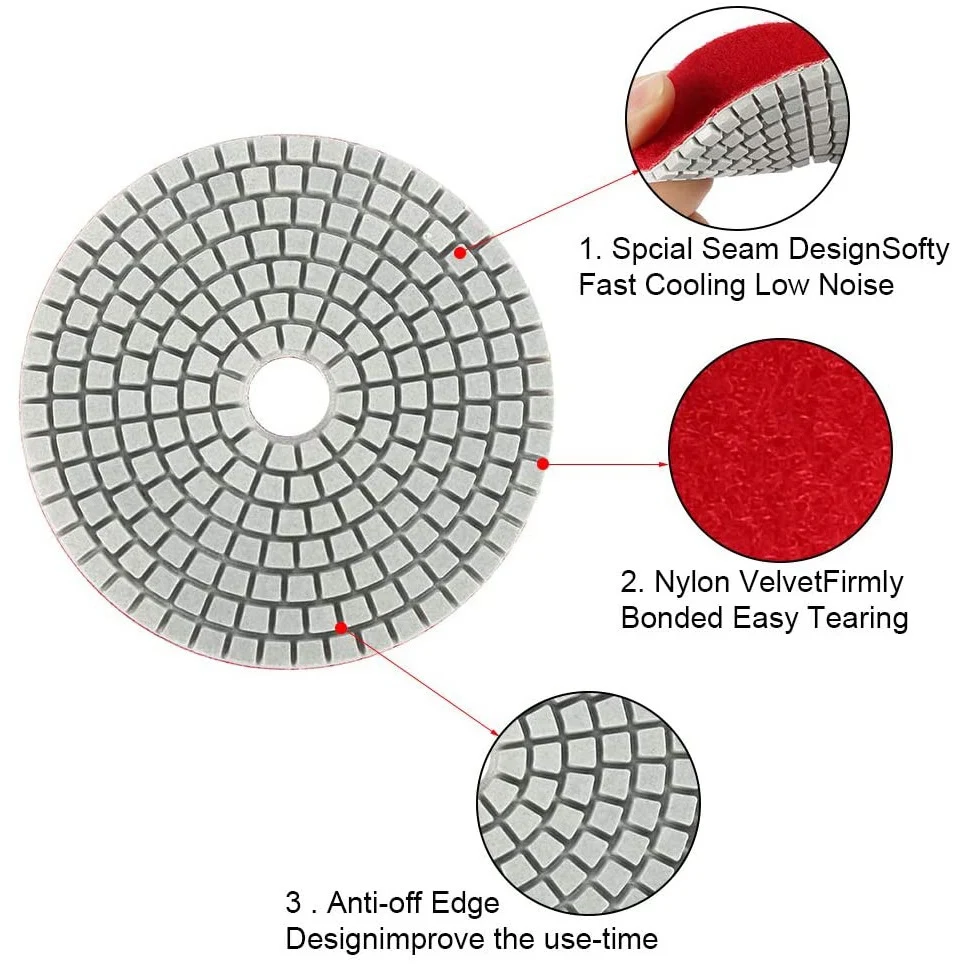 

ABSJ-15Pcs Diamond Polishing Pads Kit 4 Inch 100Mm Wet/Dry For Granite Stone Concrete Marble Polishing Use Grinding Discs Set