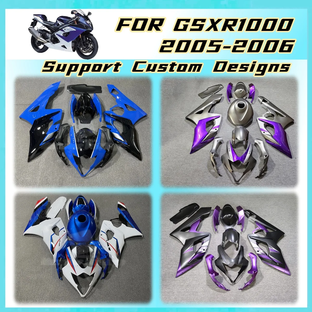 ABS Injection Fairing Kit for Suzuki GSXR 1000 2005 2006 GSXR1000 05 06 Motorcycle Bodywork Set Pre-drilled Parts Fairings