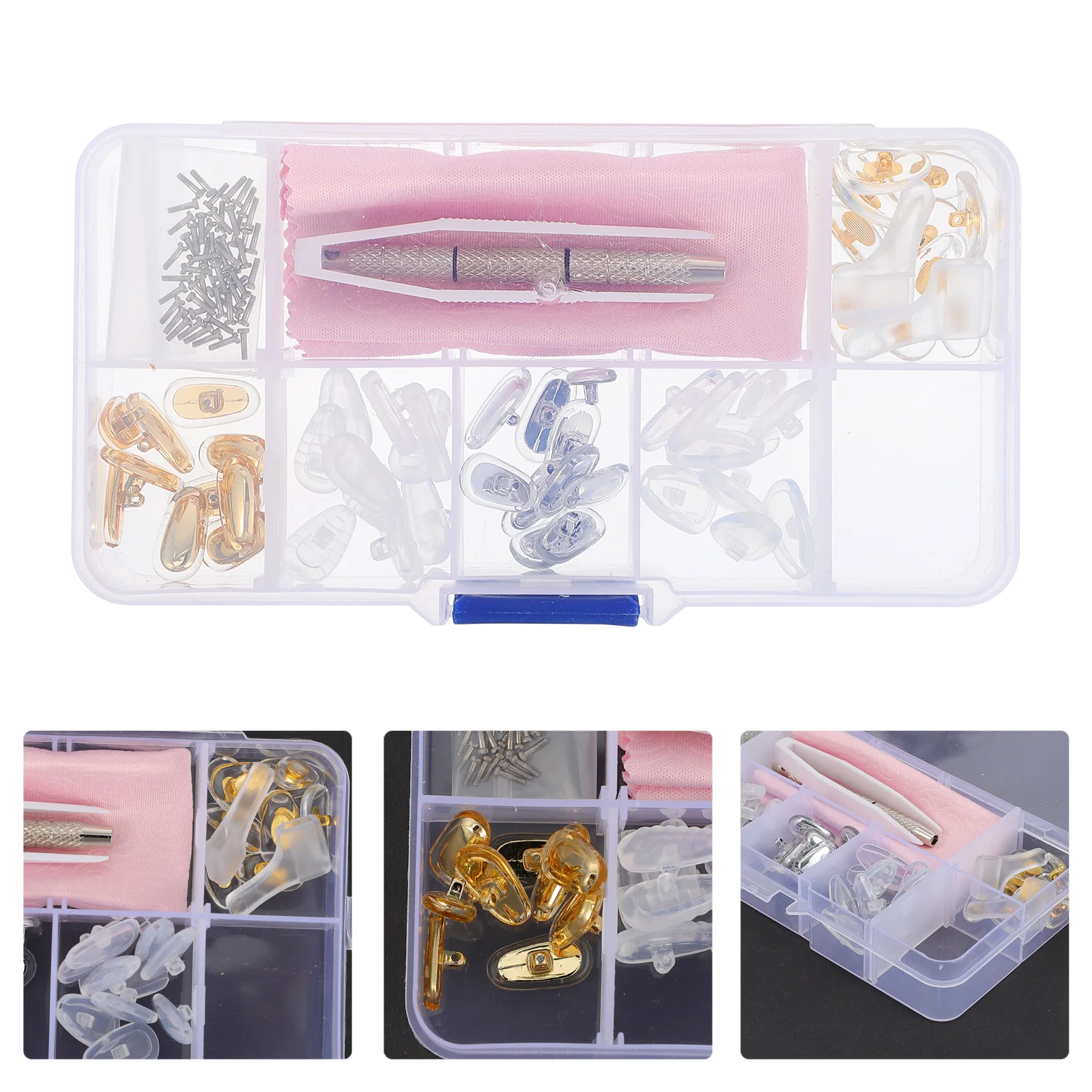

1Set Glasses Repair Tools Kit Silicone Nose Pads Anti Slip Ear Support Compact Eyewear Repair Accessories for Glasses Daily