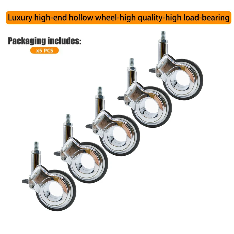 

Premium 2.5 Inch Aluminum Swivel Casters (5-pack) - M6-m11 Screw Anti-tangle Wheels For Office/gaming Chairs, Multi-surface