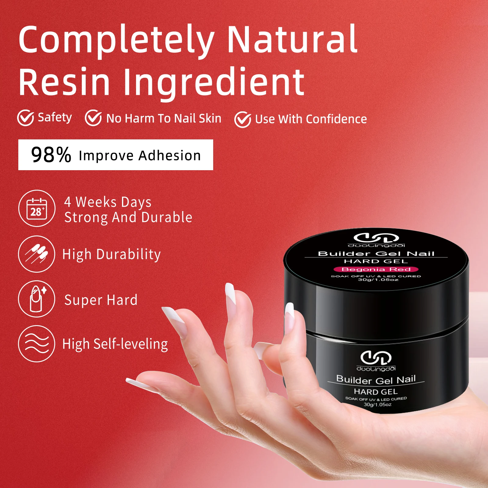 Gel de uñas acrílico para extensión, 30g, rubor, rosa, suave, duro, Gel de construcción, manicura UV semipermanente, arte de uñas