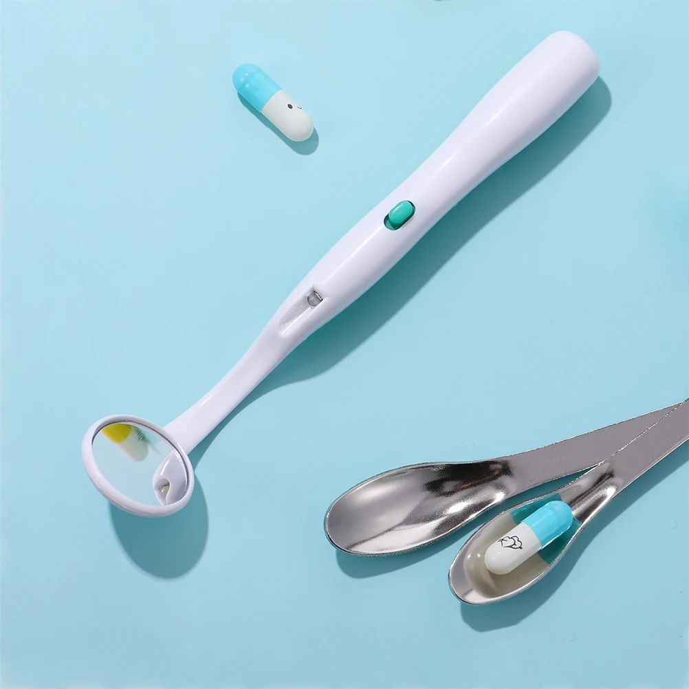 2 Pcs LED Oral Mirror Instrument Teeth Inspection Supplies Mouth Glowing Mirrors Plastic Examining Tool