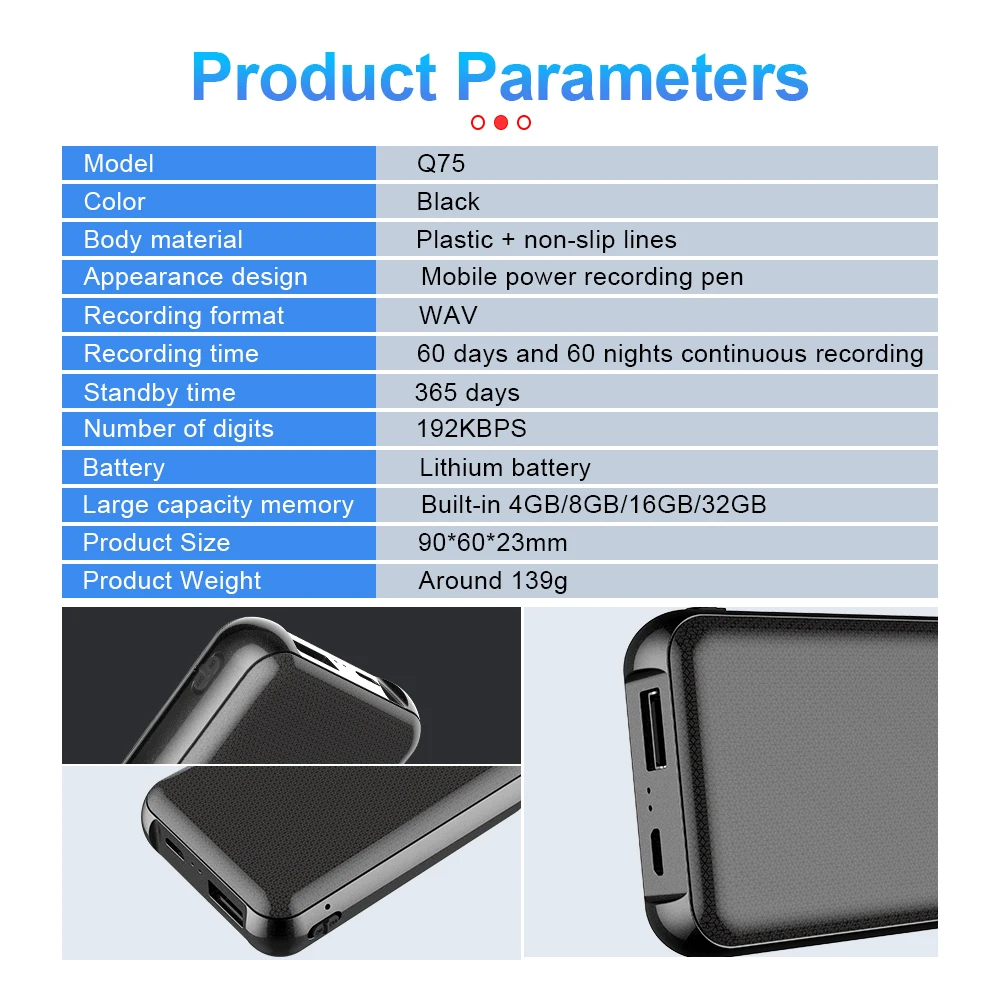 Registratore Vocale Digitale 32GB Con Attivazione Vocale E Batteria 3200mAh - 3