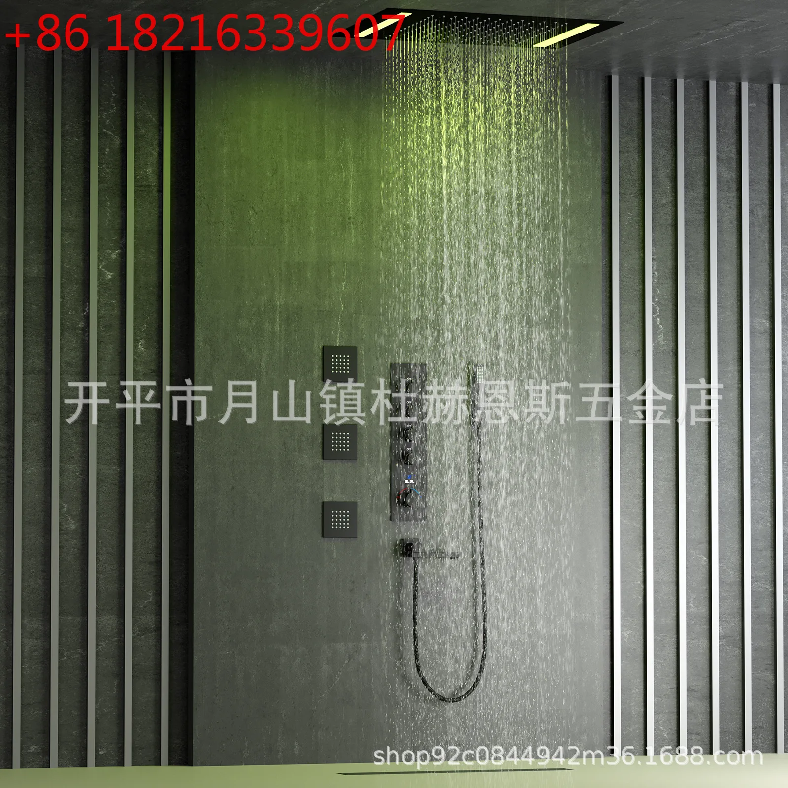 Household bathroom canopy concealed LED shower 500x360mm embedded hot and cold digital display