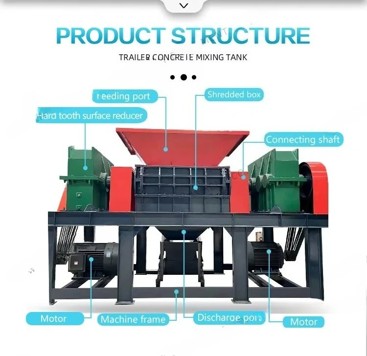 Auto Double Shaft Tire Recycle Granulator Shredder Machine Small Waste Crumb Rubber Tyre Shredder Recycle Machinery