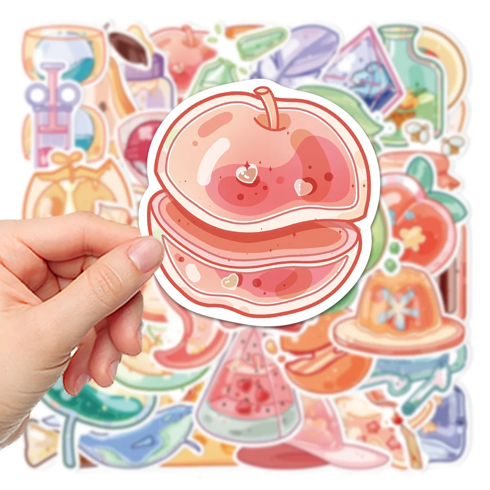 10/20/40pcs Cartoon Glass Food Stickers Aesthetic DIY Notebook Luggage Laptop Refrigerator Waterproof Cute Decals Wholesale