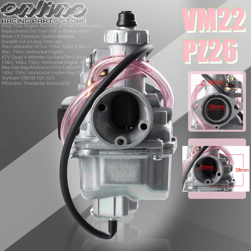 VM22 26mm Carburetor For Mikuni carb 125cc 138cc 140cc Pit Dirt Bike ATV Quad PZ26 Performance Carburetor