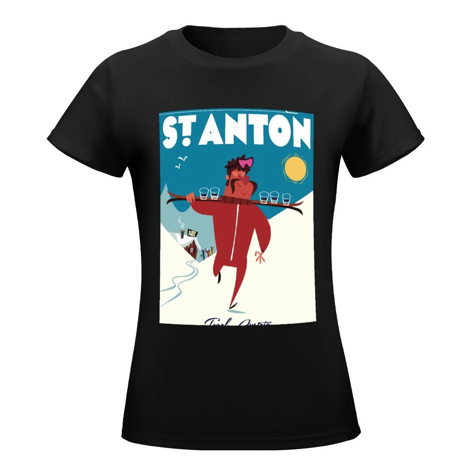 St Anton poster T-Shirt graphics quick drying tops Female clothing Womens clothing