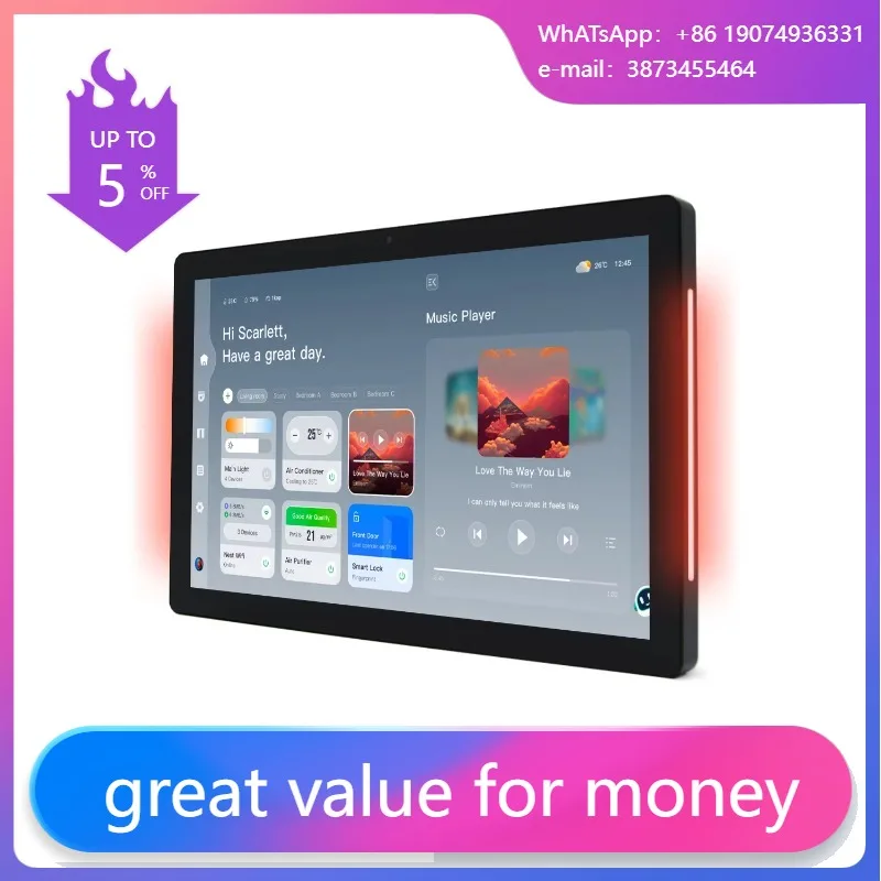 

Smart Home Control Panel Android Tablet Wall Mount 10.1/11" MTK G99 Core 4+128GB POE NFC Hotel