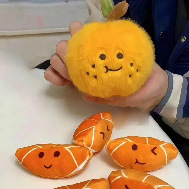 Stuffed Orange Plush Cute Peelable Fruit Soft Tangerine Cute Fruit Stress Relief Adorable Relaxing Fidget Toys For Kids Girls Bo