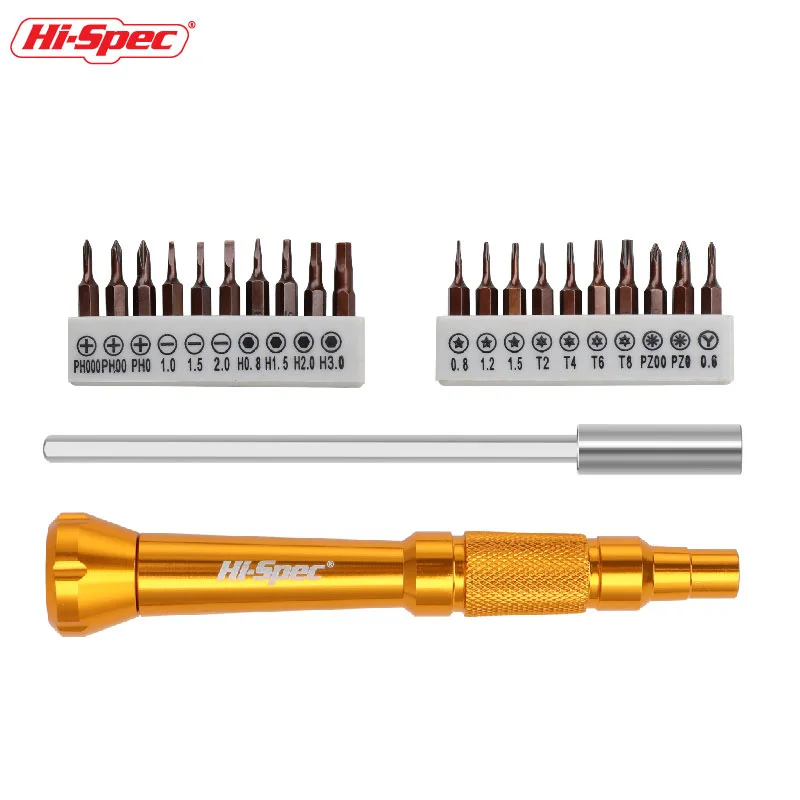 Hi-Spec Mini Precision Screwdriver Gold Handle 10*4MM S2 Driver Bits Extension Rod For Shank Bits Screw Driver Holder Hand Tool