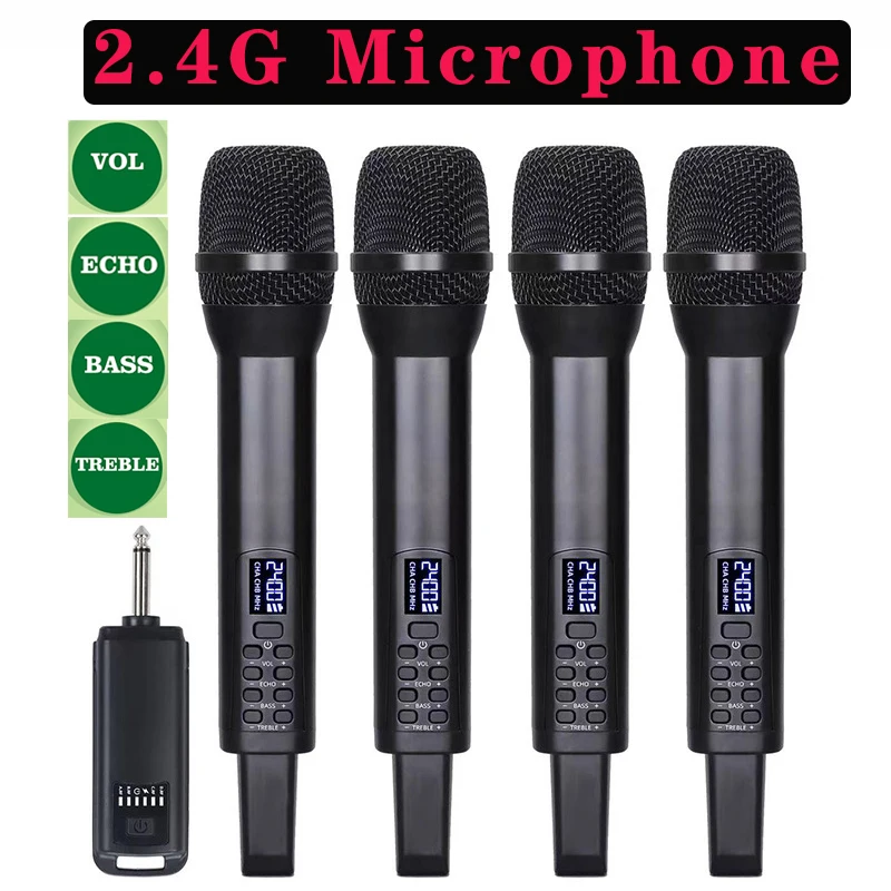 

High and Low Bass Micr Wireless Microphone Handheld Dynamic 2.4G DJ Recording Performing with MIC Interface Microphones&Receiver