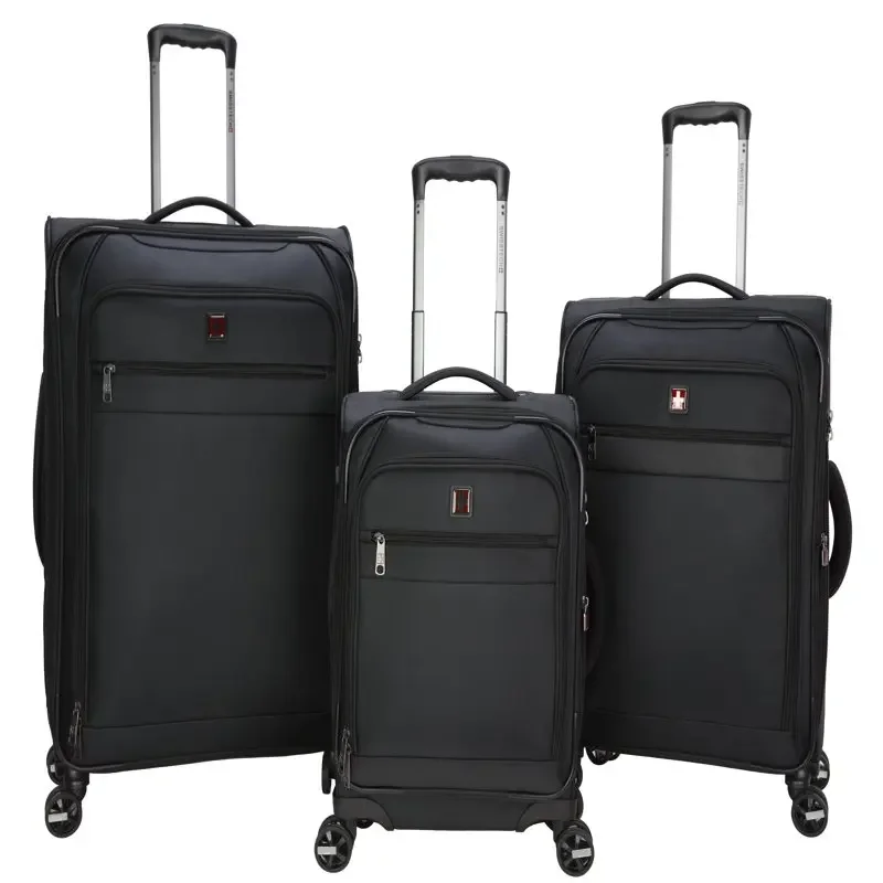 Spinner de 8 ruedas Softside de 28 pulgadas, equipaje negro a cuadros para viajar, novedad