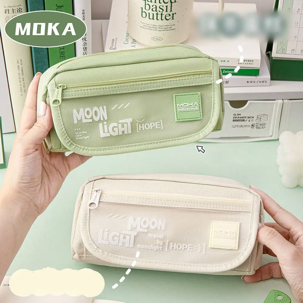 Multilayer Pen Bag Multifunctional Dirt-resistant Canvas Pen Box Large-capacity Stationery Bag School Office