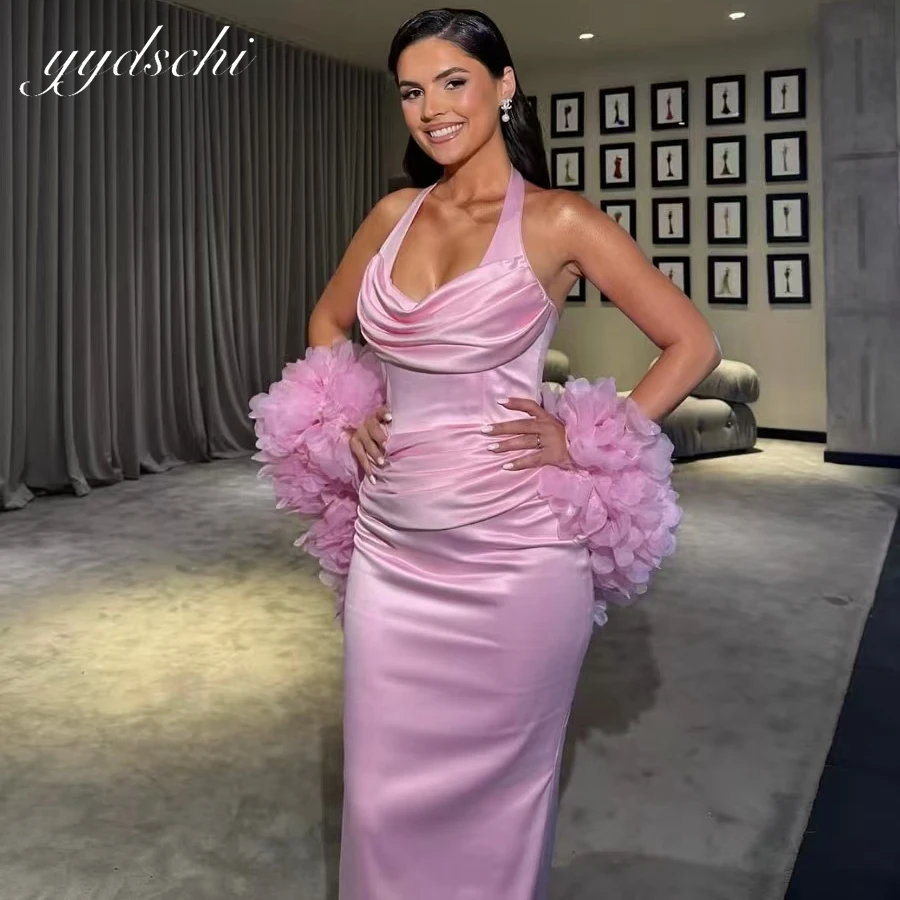 تخصيص دبي الوردي عارية الذراعين فستان حفلات الزفاف حورية البحر وصمة عار كوكتيل فستان حفلات 2025 فساتين سهرة جديدة فاخرة ورائعة #1