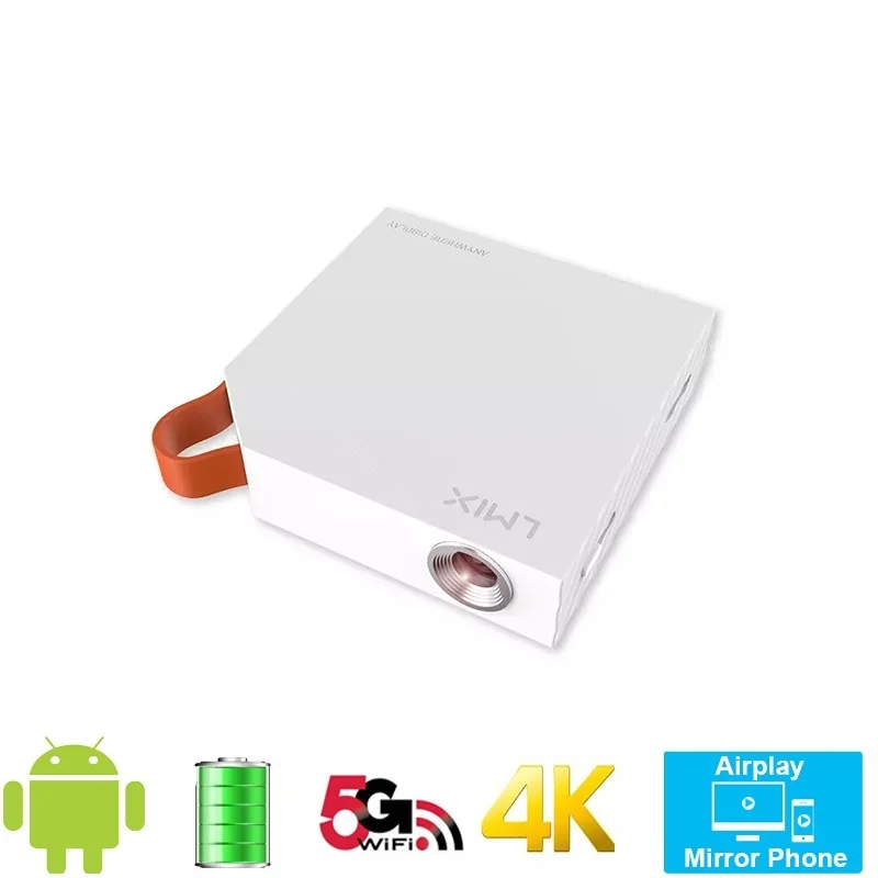 New! S1 Lmix Mini 4K DLP projector Android 5G Wifi BT iphone android mobile Mirror proyector build battery speaker beamer