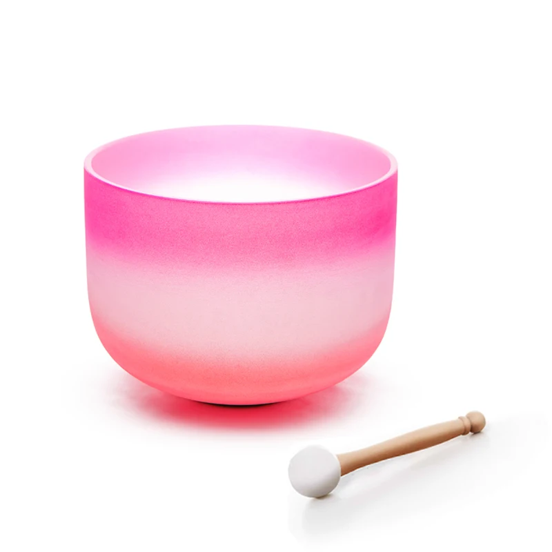 Hye-eun 8 Inch Pink Candy Crystal Singing Bowl A B C D E F G Note 1 Pcs for Yoga Meditation Sound Healing Outdoor Prayfor Health