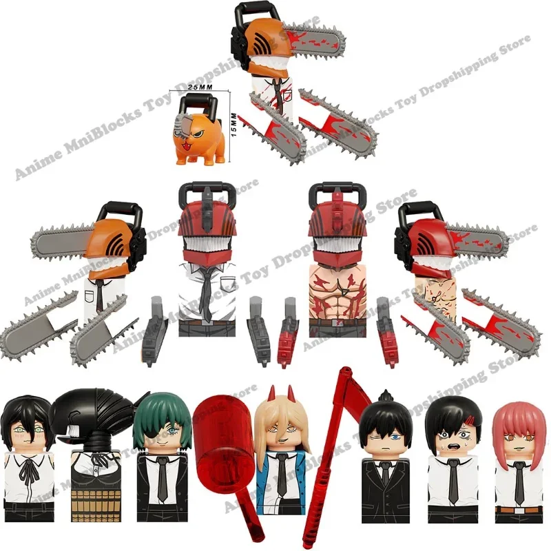 KT1067 WM6159 Anime Cartoon Pochita Demon Denji Power Bomb Reze Mini Action Toy Figura Building Blocks Assembl Toys Gifts