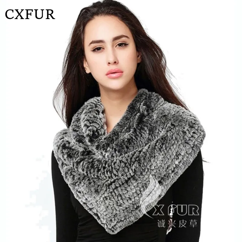 

Classic Winter European Ladies Knitted Real Rex Rabbit Fur poncho Shawl CX-S-106