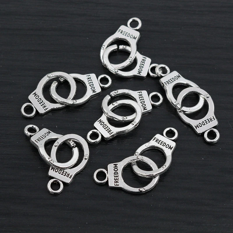 10pcs Charms Handcuffs Freedom 30x10mm 42x15mm Making Pendant fit,Vintage Bronze Tibetan Silver color,DIY Jewelry Supplies