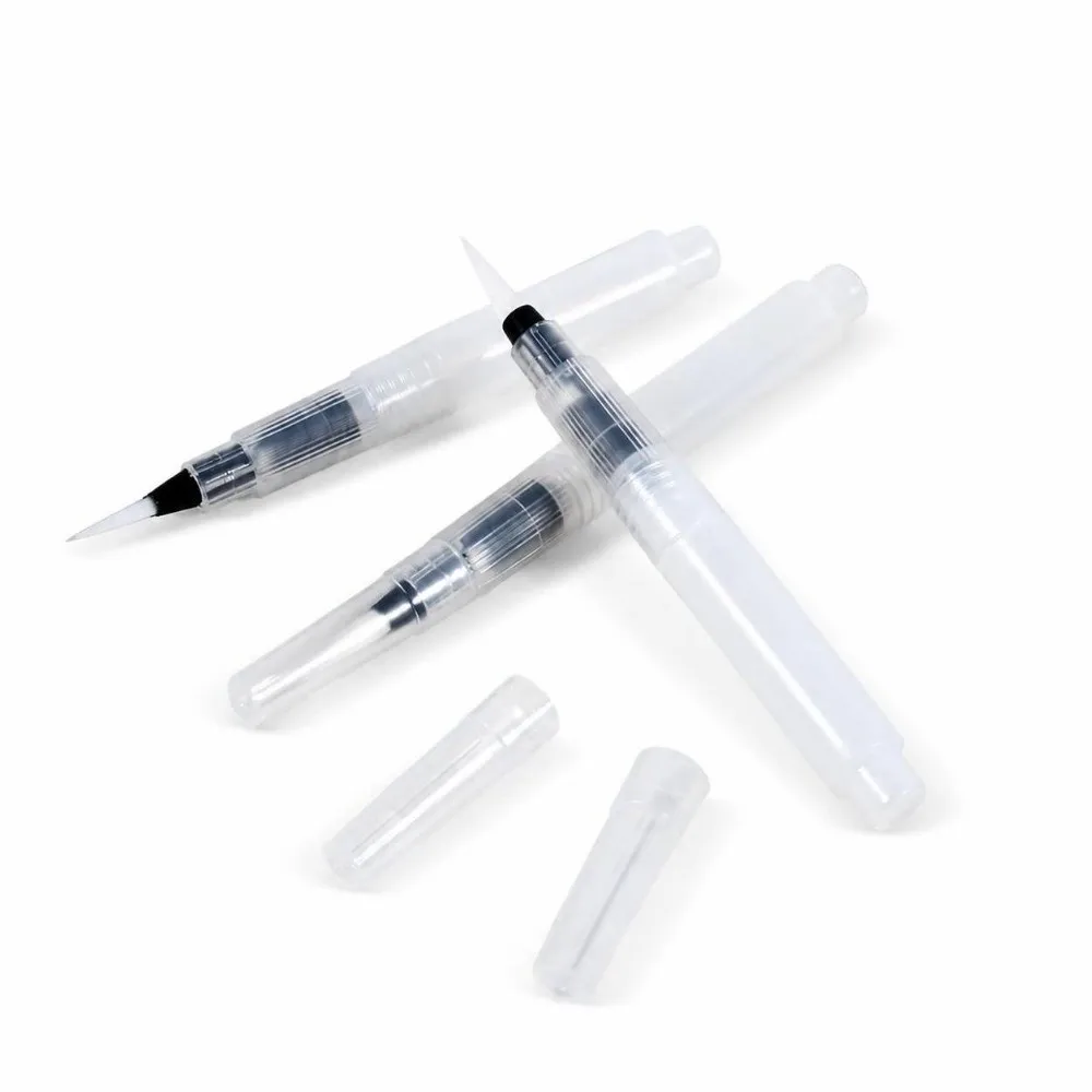 6pcs Water Soluble Water Brush Pens 12cm Length 3 Size Brush Tips Watercolor Brush Pen Set Refillable Watercolor Pens
