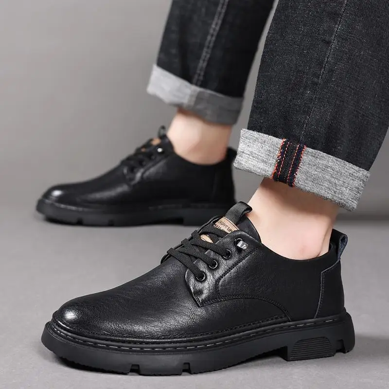 Black Leather Shoes Men's Business Dress Casual Business Men's Small Leather Shoes Men's Casual Wedding Business