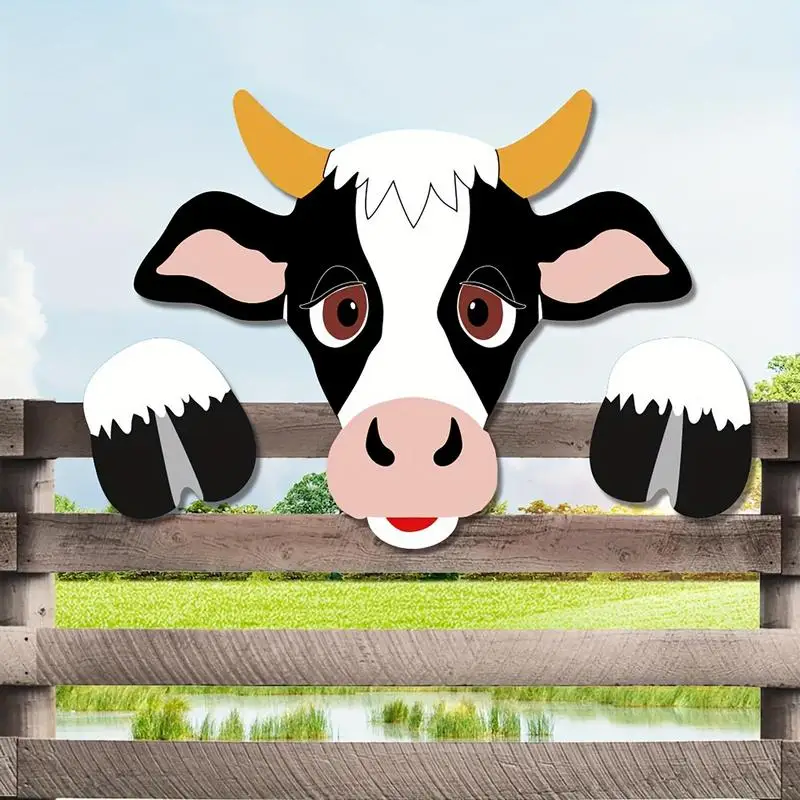 

Peeping Cow Decoration Cow Design Outdoor Fence Decorations Fence Peeker For Farmhouse Charming Farm Garden And Courtyard Art