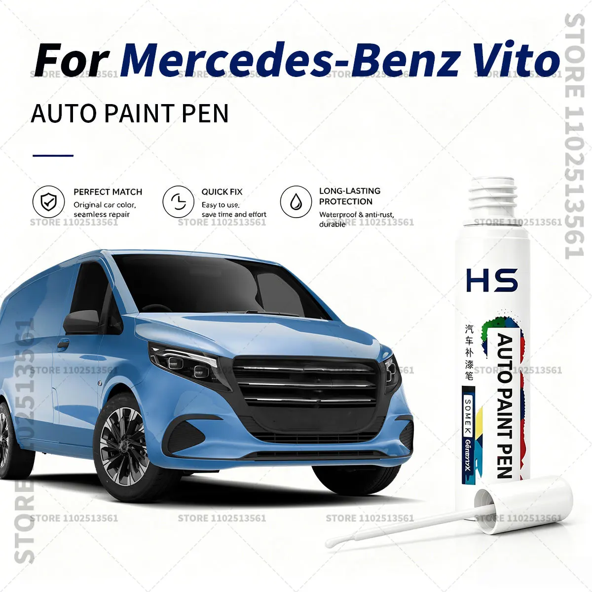 

Touch Up Paint Pen – Quick Car Scratch Repair for Chips & Minor Scratches For Mercedes-Benz Vito Arctic White Kalaharii Gold Red