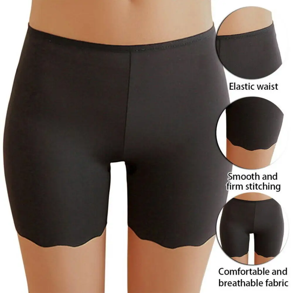 Pantalones cortos de seguridad para mujer, ropa interior elástica suave, cintura alta, debajo de las mallas, informales, transpirables, antirozaduras