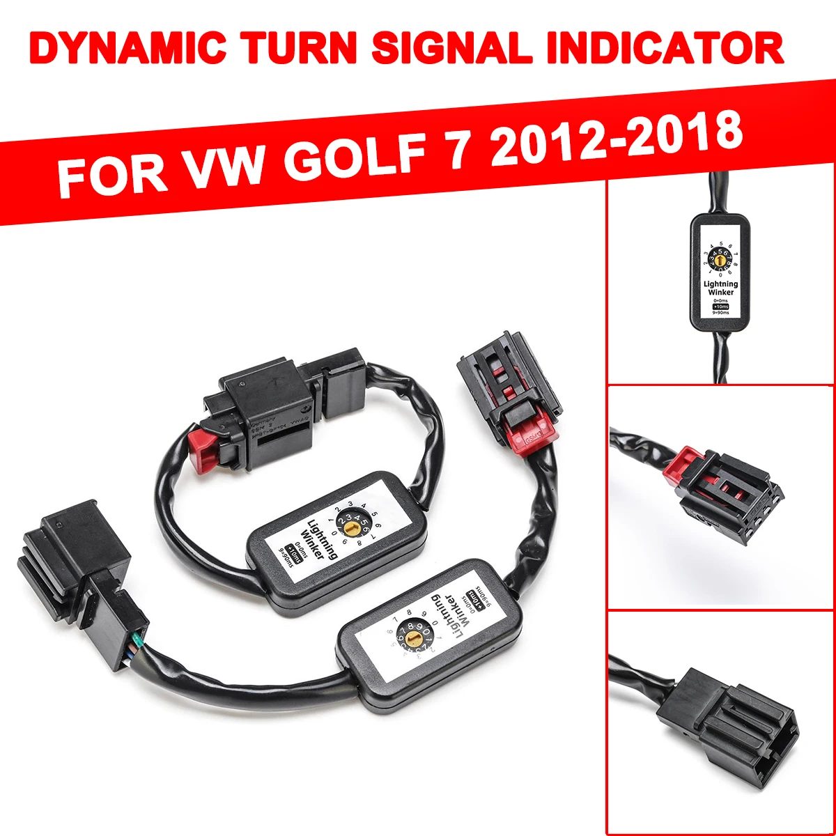 

For Volkswagen VW Golf 7 2PCS Dynamic Turn Signal Indicator LED Taillight Left&Right Tail Light Add-on Module Cable Wire Harnes