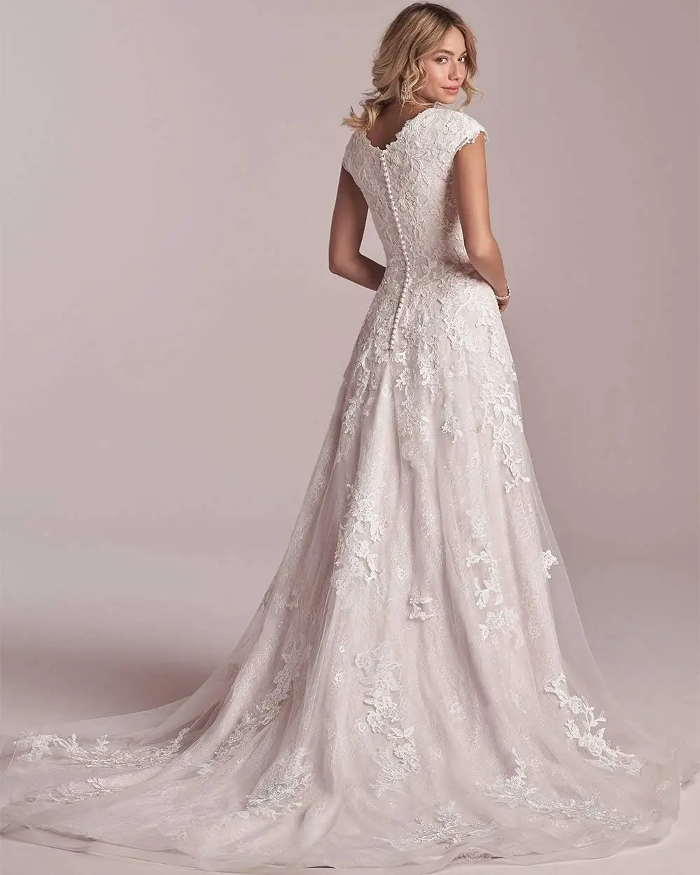 Elegante Spitze-Strandhochzeitskleider für die Braut 2025, mit Ärmeln, Hochzeit, Brautkleider, Applikationen, Tüll, Satin, Übergröße