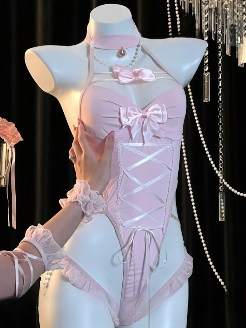 Nuovo vestito Streamer Pure Desire, tuta Open-Groin con scollo a V profondo, uniforme femminile senza prendere Body-Con, lingerie sexy seducente