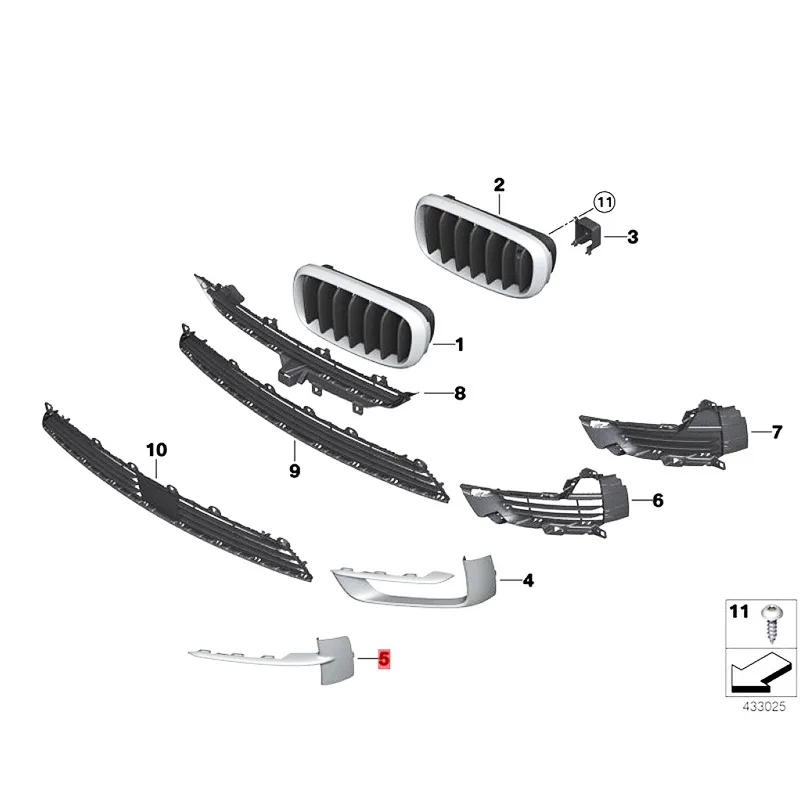 BUMPER VENT STRIP For BMW X5 F15 OEM 51117303113 51117303114