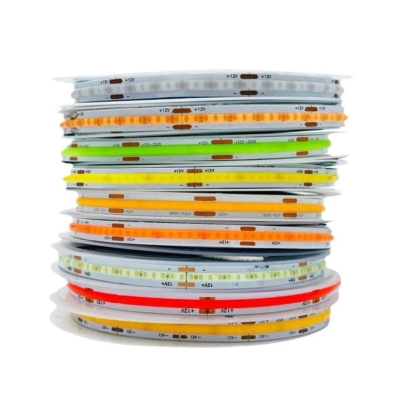 DC 12V 24V FOB COB Strip 320Leds/M High Density RA90 White 3000K 4000K 6000K IP21 Flexible Ribbon Rope LED Light