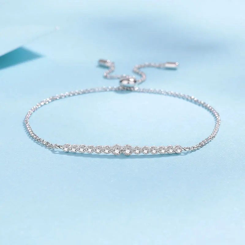 0.24ct Moissanite Tennis Bracelet 925 Sterling Silver Plated White Gold Bracelet for Women Man Sparkling Party Jewelry