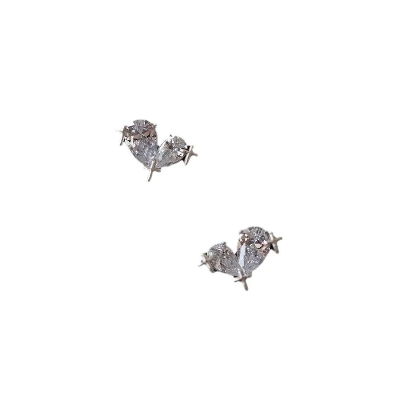 المتخصصة تصميم تحسس ضوء الأقراط القلب الفاخرة S925 فضة أقراط الحب الماس رائعة بسيطة المألوف القرط #5