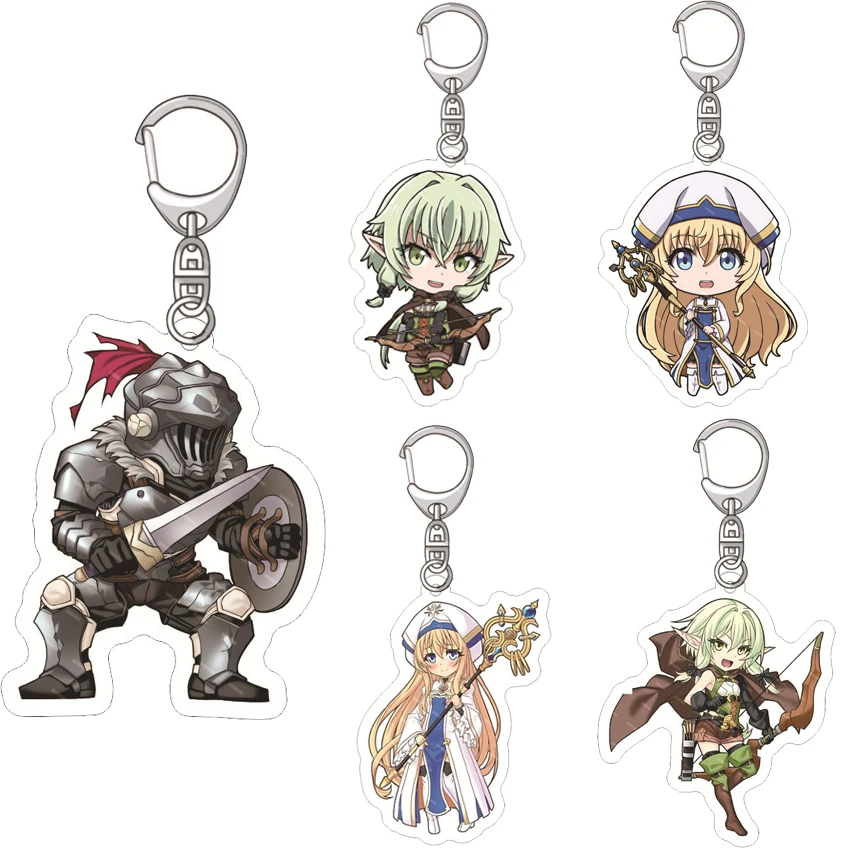 Llavero Acrílico de 55MM de Anime Goblin Slayer: Sacerdotisa, Vaquera, Chica del Gild, Arquero Elfo, Enano, Chamán, Figura de Goblin Slayer, Regalos