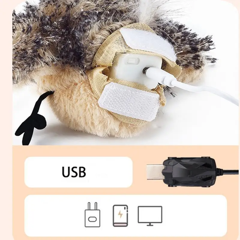 Interactive Bird Cat Toy USB Rechargeable Flying Bird Cat Toy with 3 Levels Adjustable Electric Interactive Cat Toy with Remote