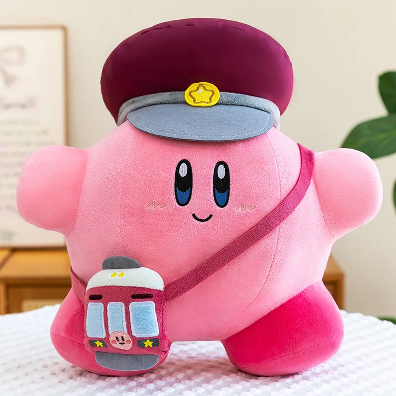 New 65cm Fluffy Kirby Station Attendant Plush Pillow, Ultra-Soft Pink Kirby Stuffed Toy, Cozy Anime Cushion for Sofa & Bed view 6