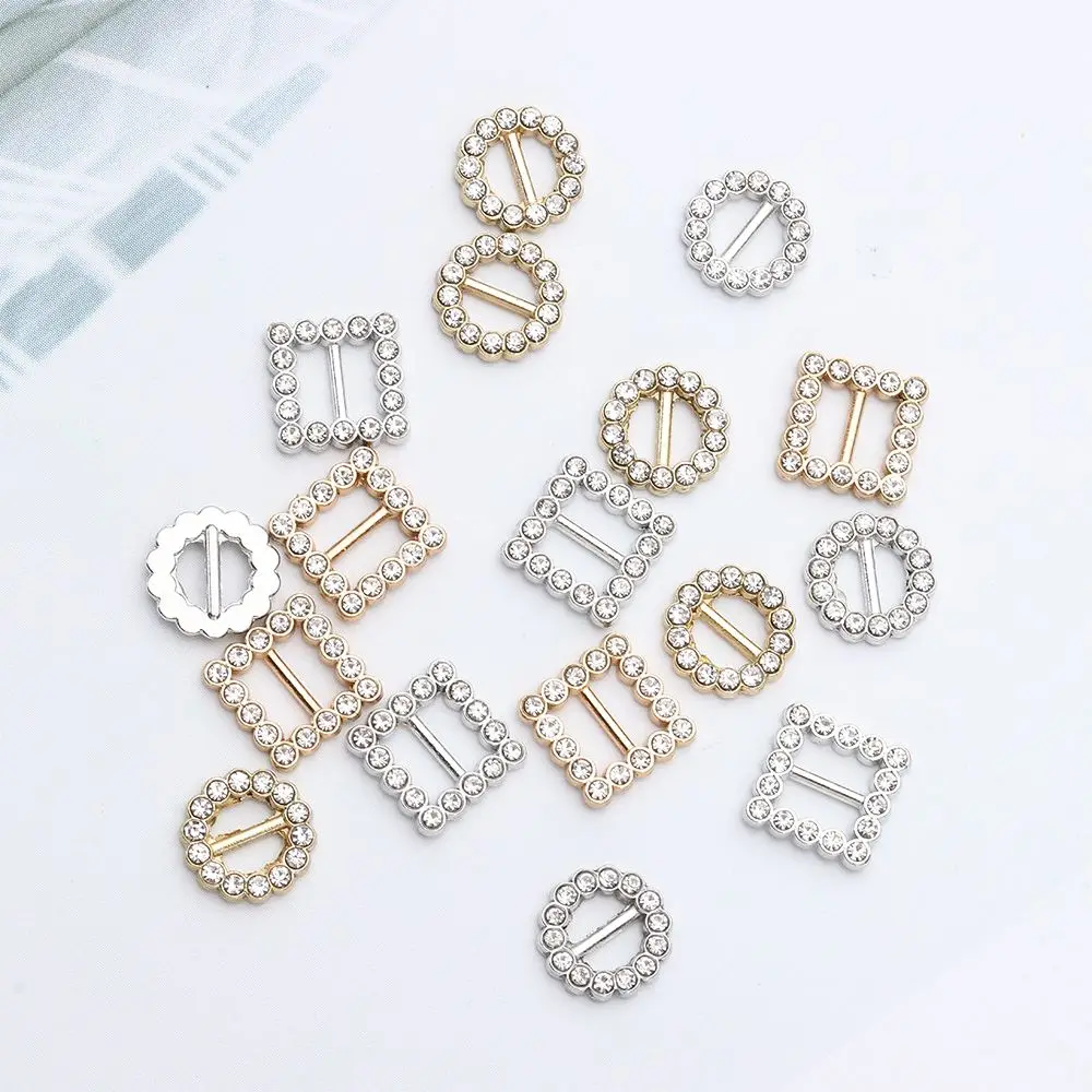 10pcs Newest 5mm Round/Square Mini Ultra-small Tri-glide Belt Buckle Doll Bags Diamond Buckles DIY Doll Clothing Shoes Buckles