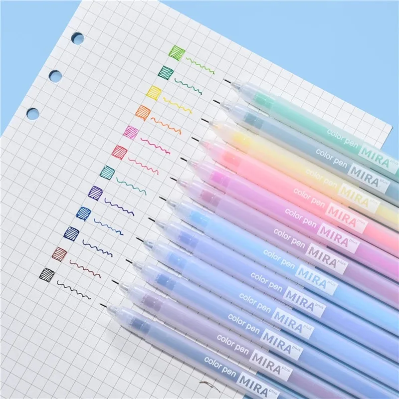 1-12 PCS Colored gel pens set Kawaii blue 0.5 mm ballpoint pen for journal Cute School supplies Korean stationery