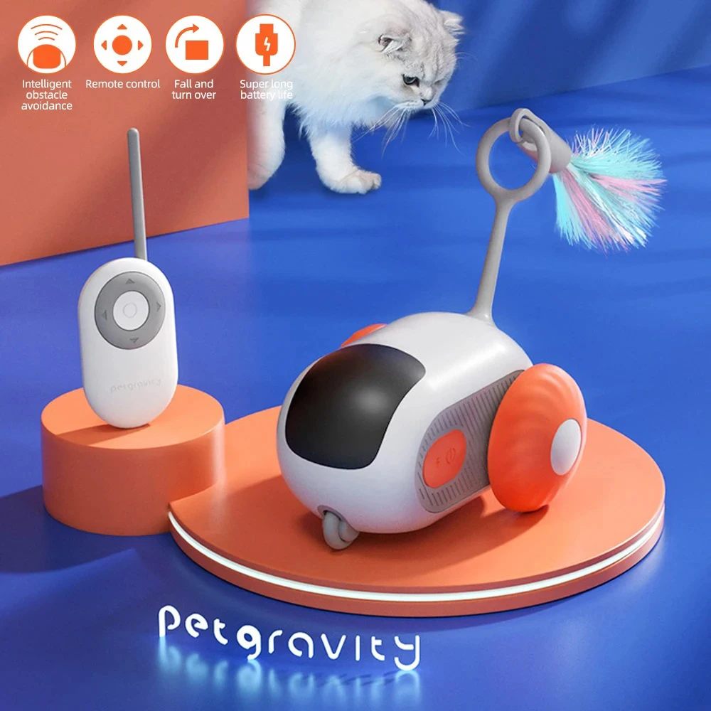 Coche de juguete interactivo inteligente para gatos, Bola de juguete con Control remoto, rodante automático, accesorios para gatos de interior,