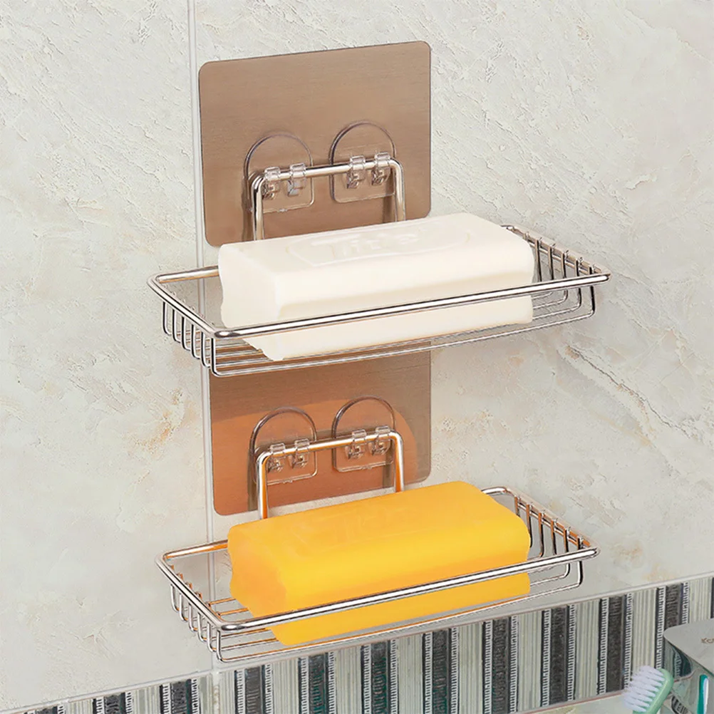 

Holder Stainless Steel Wall Mounted Soap Dish Storage Rack For Kitchen Bathroom Drainable Sponge Organizer Soap Tray Self