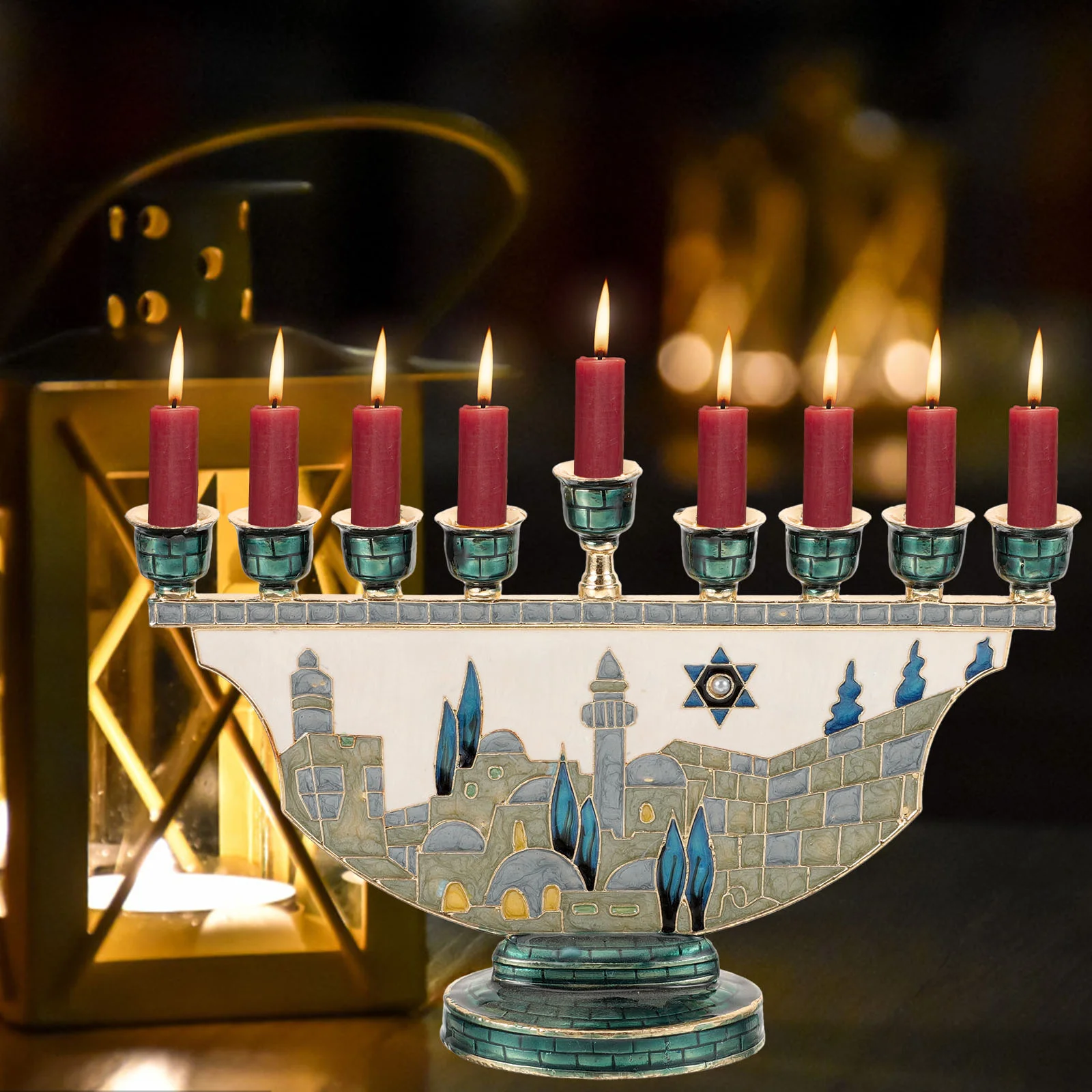 

Jerusalem Candlestick Holders Display Victorian Decor Jewish Stand for Table Centerpiece Tapered