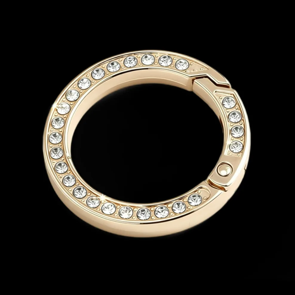 5-20 Pcs Bling Rhinestone Fashion Hook Spring Round Carabiner Snap Buckle DIY Women Jewelry Bag Accessories Strap Car Keychain