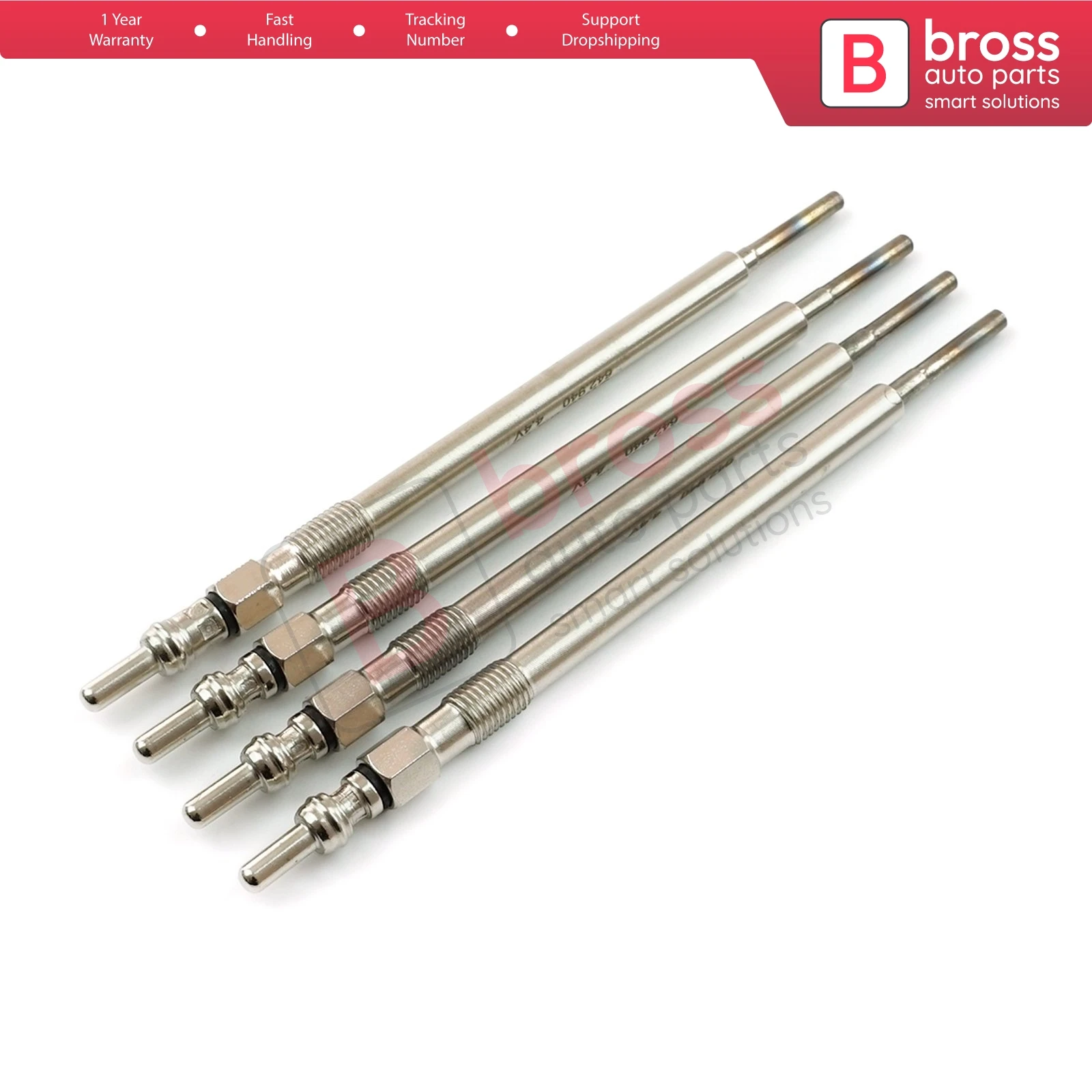 Bross Auto Parts BGP18-1 4 Pcs Heater Glow Plugs  GX2148, 0100266011, A0011597101 for Mercedes Fast Shipment Ship From Turkey